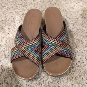 Skechers luxe foam sandals, 2 1/2” wedge heel